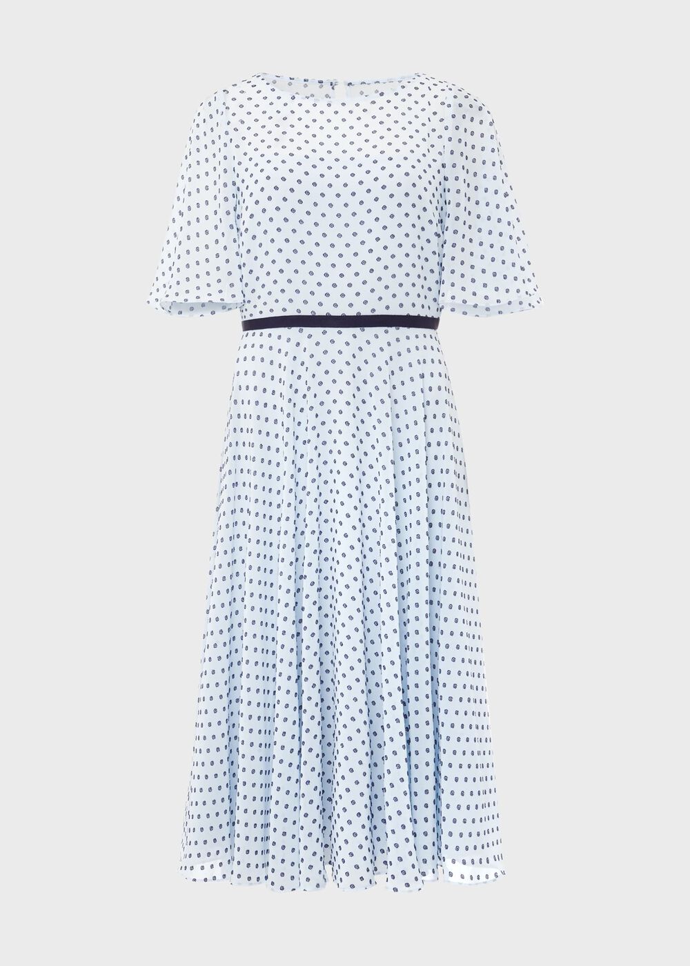 Eleanor Spot Fit And Flare Dress, Pale Blue Navy, hi-res