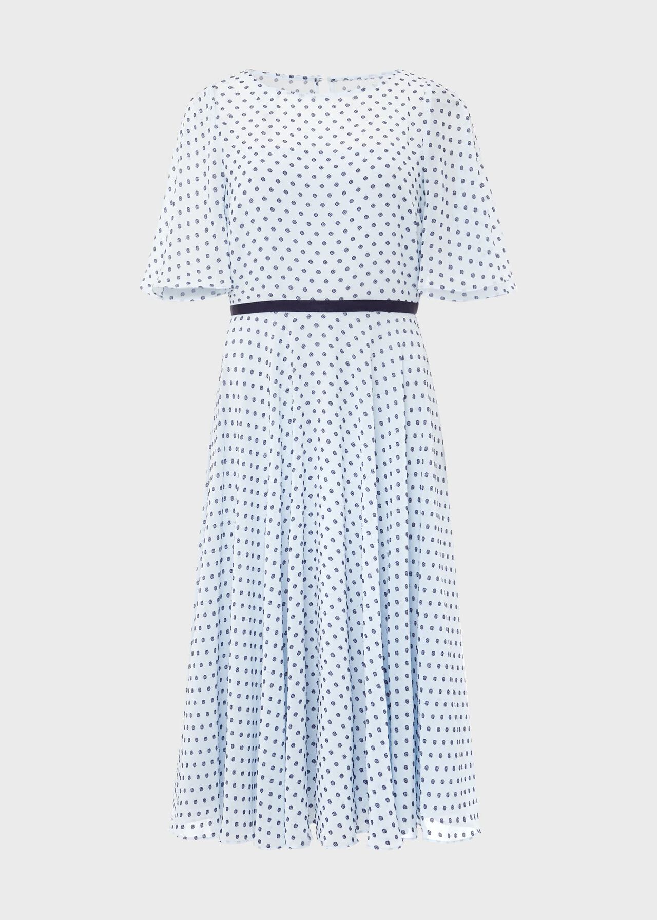 Eleanor Spot Fit And Flare Dress, Pale Blue Navy, hi-res