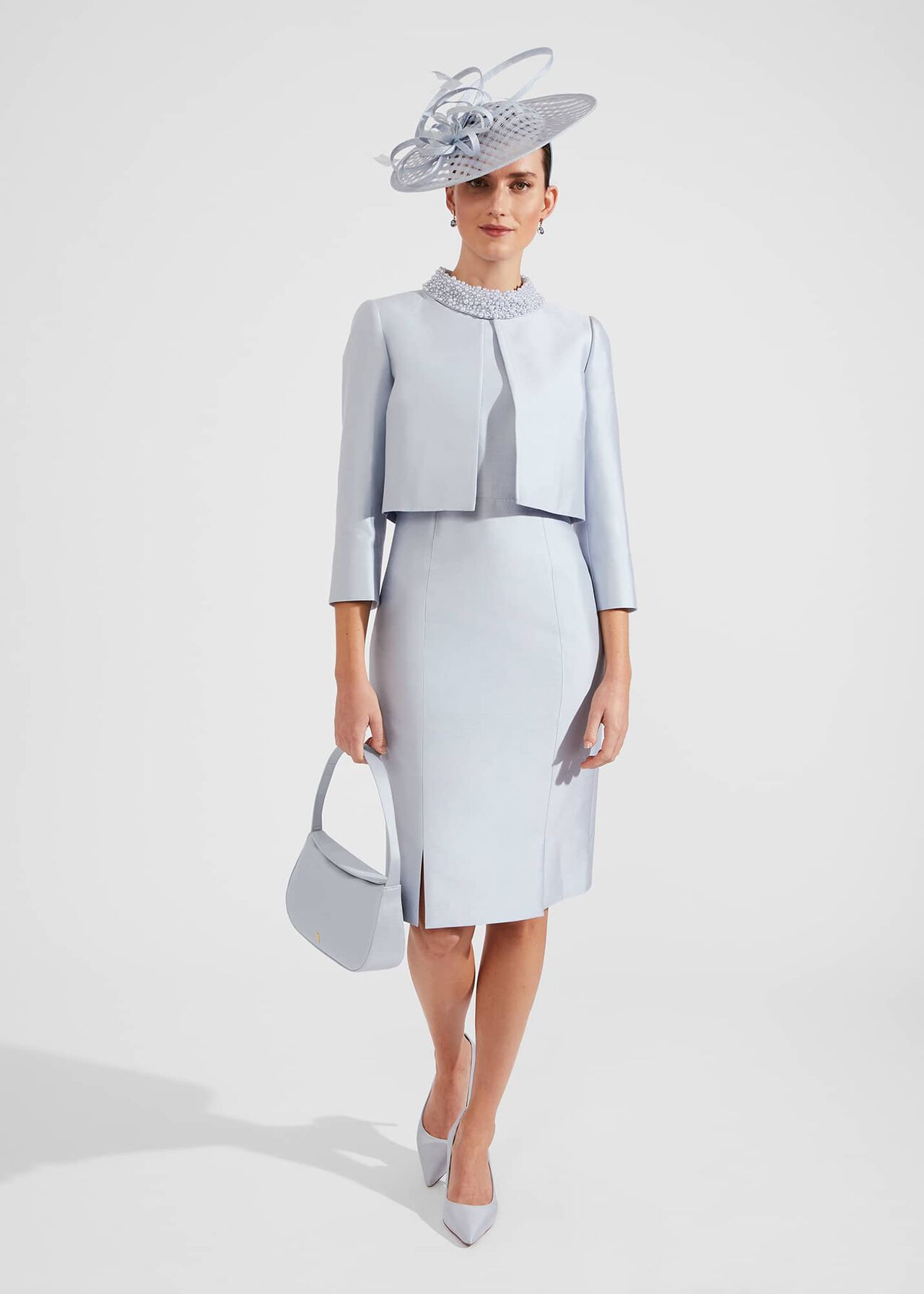 Katherine Silk Blend Dress, Pale Blue, hi-res