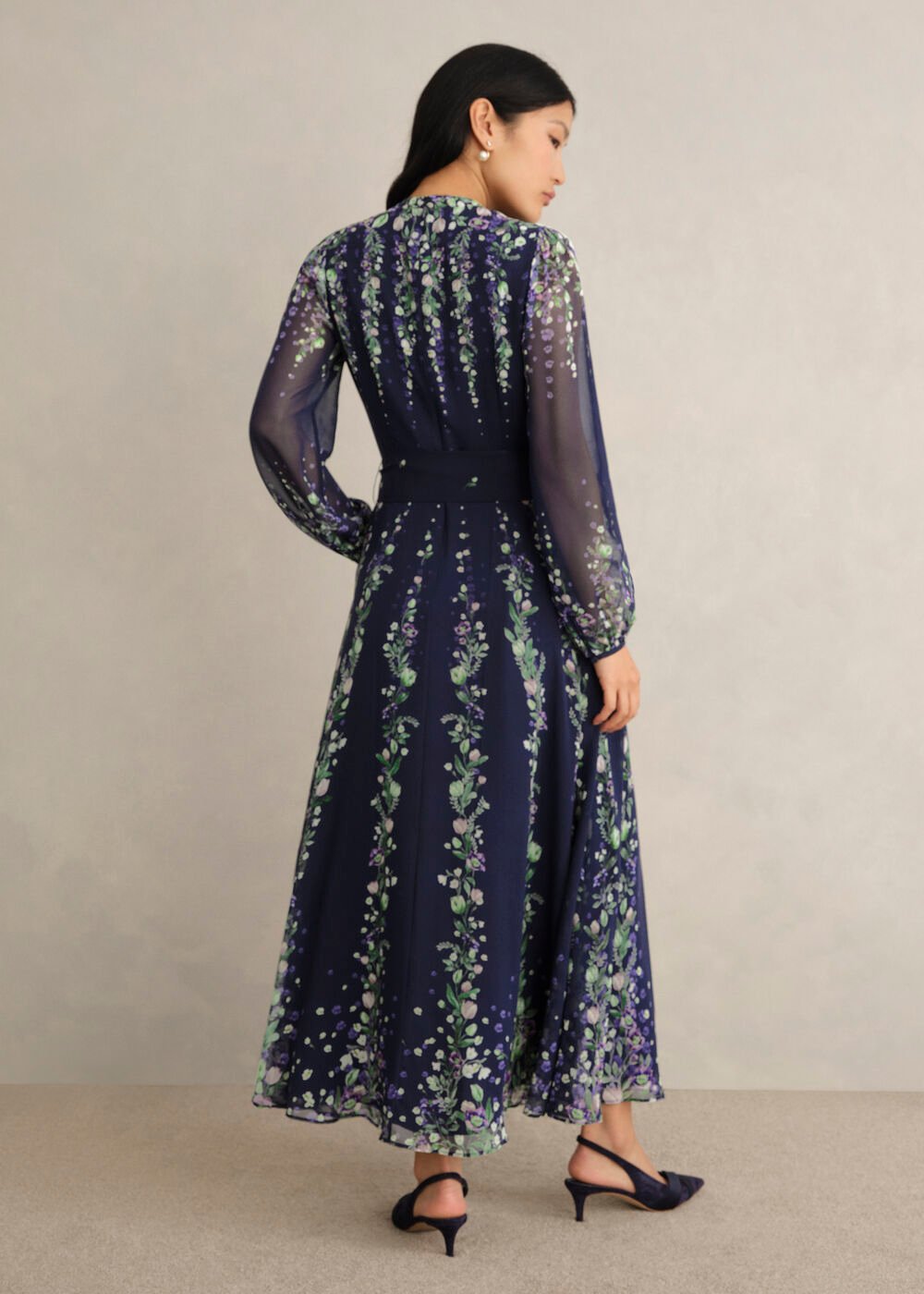 Ros Floral Silk Dress, Midnight Multi, hi-res