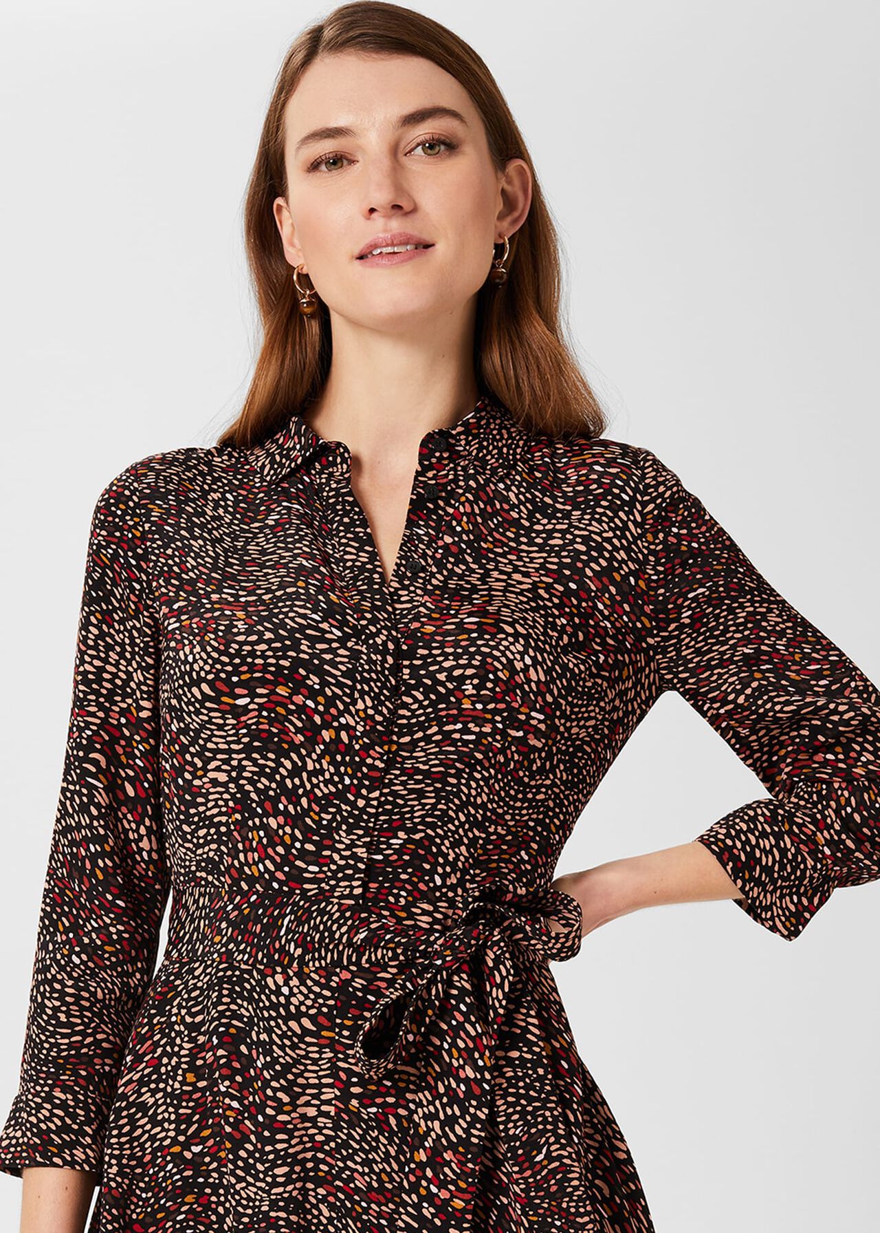 Alex Printed Shirt Dress, Black Multi, hi-res