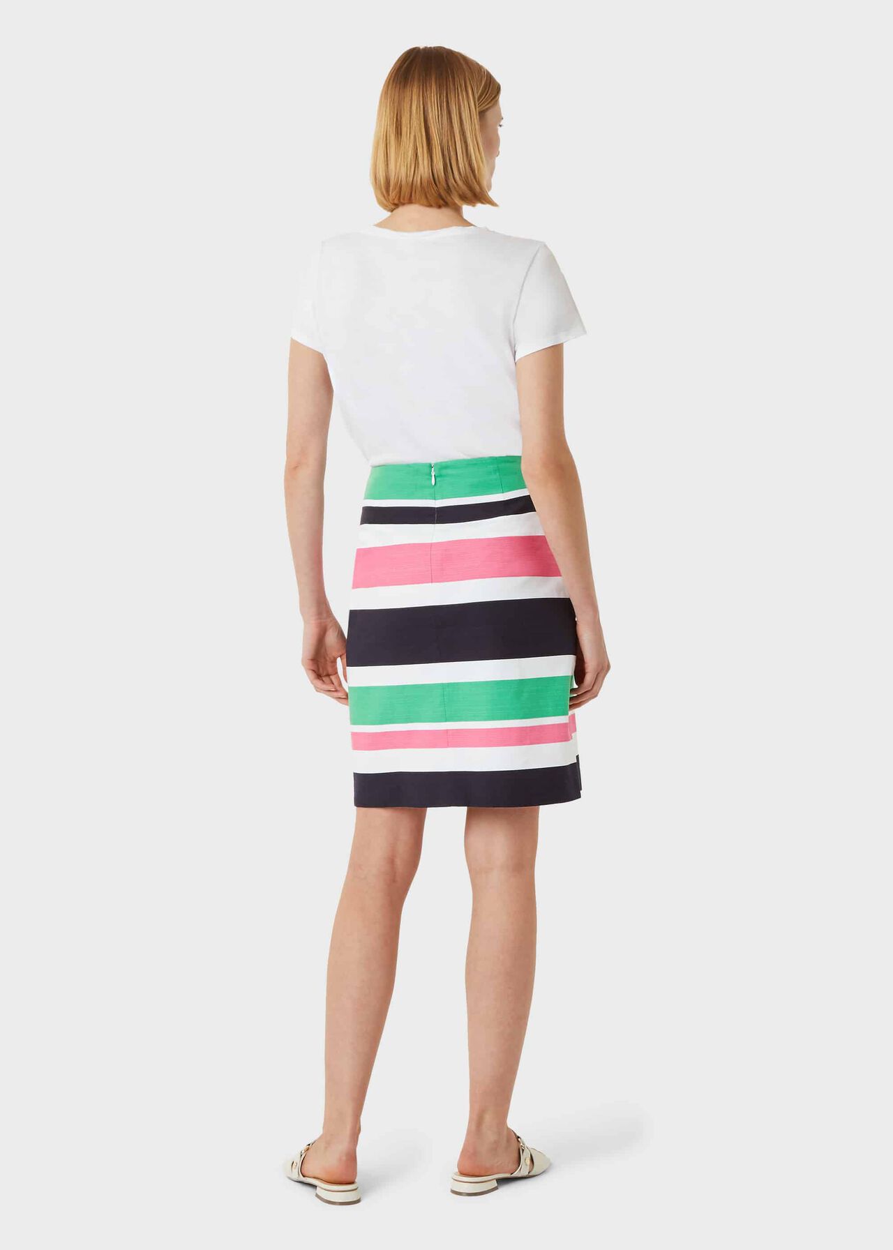 Alya Cotton Blend Stripe A Line Skirt, Multi, hi-res