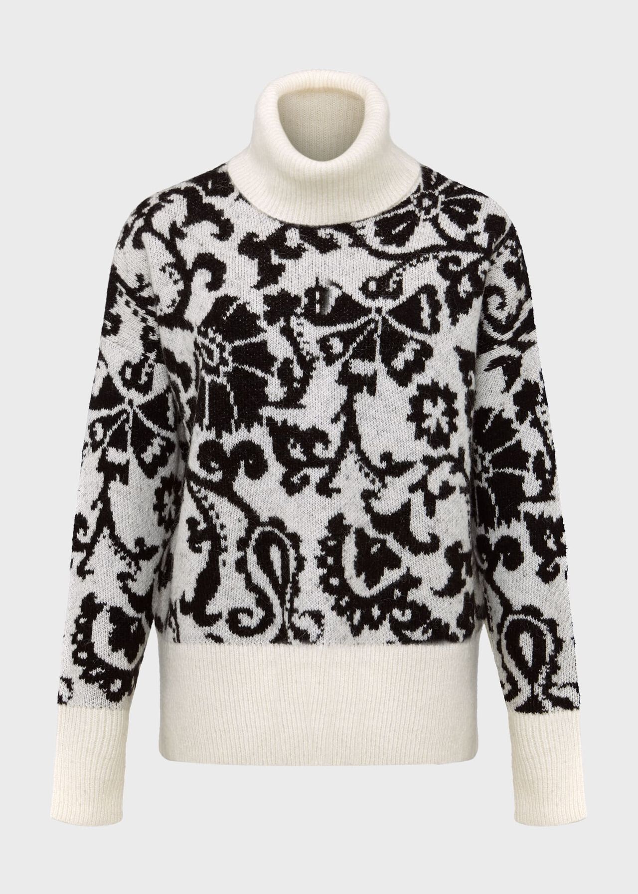 Kyra Jacquard Jumper, Ivory Black, hi-res