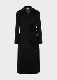 Olivia Wool Wrap Coat, Black, hi-res