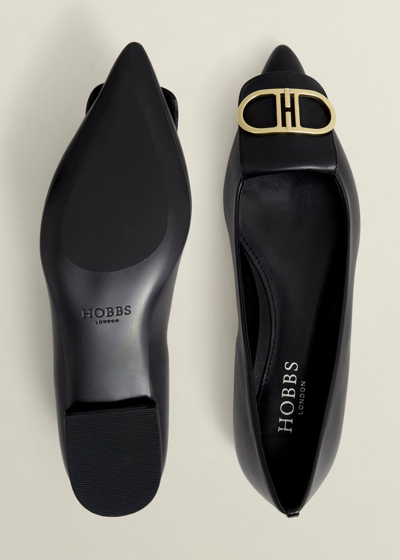 Leah Pointed Flats, Black, hi-res