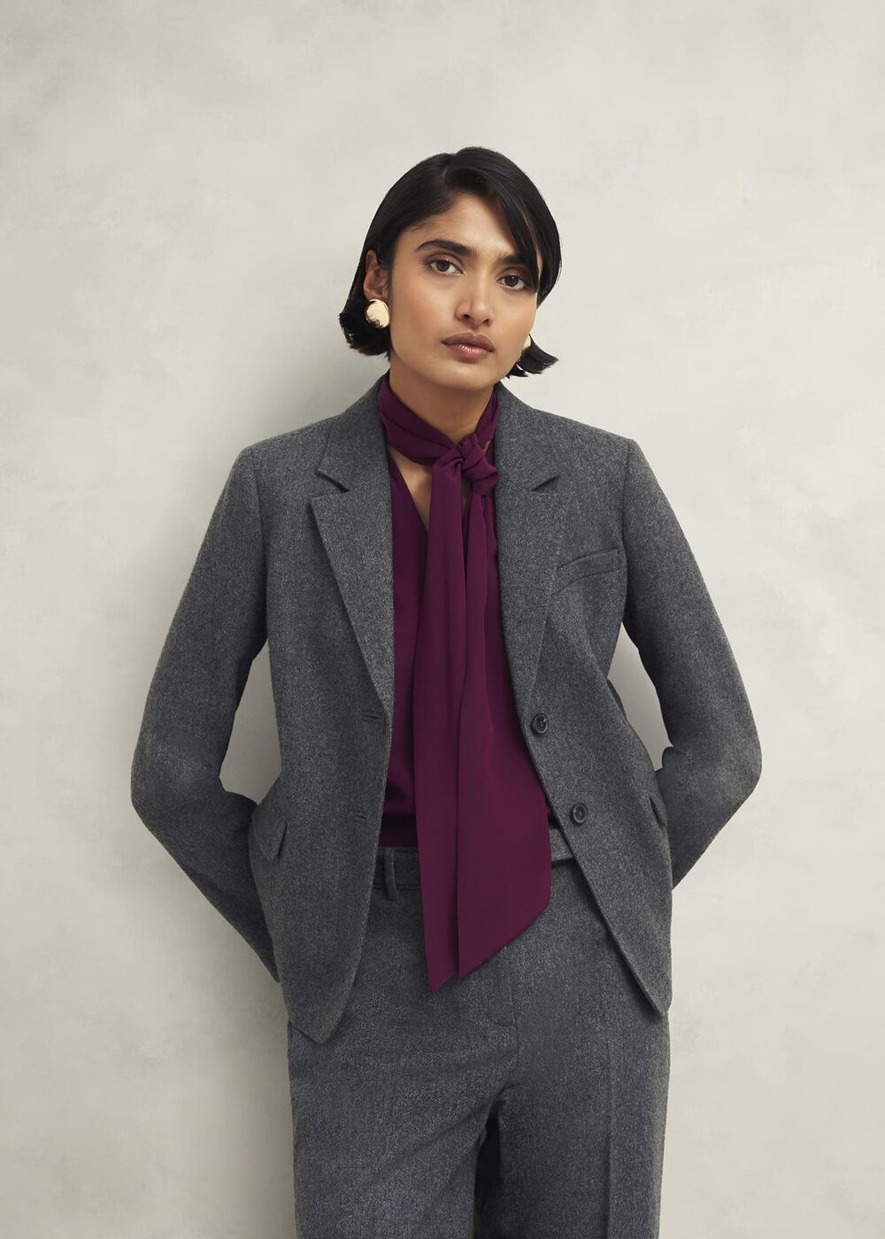 Elsie Wool Blend Jacket, Grey, hi-res
