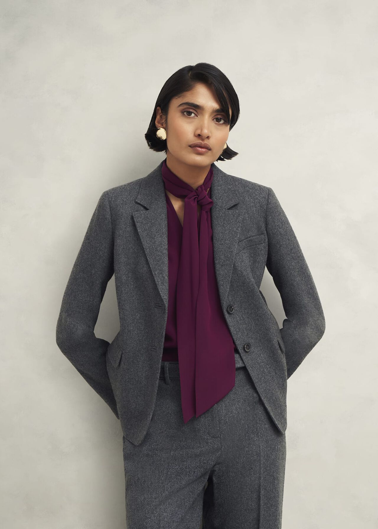 Elsie Wool Blend Jacket, Grey, hi-res