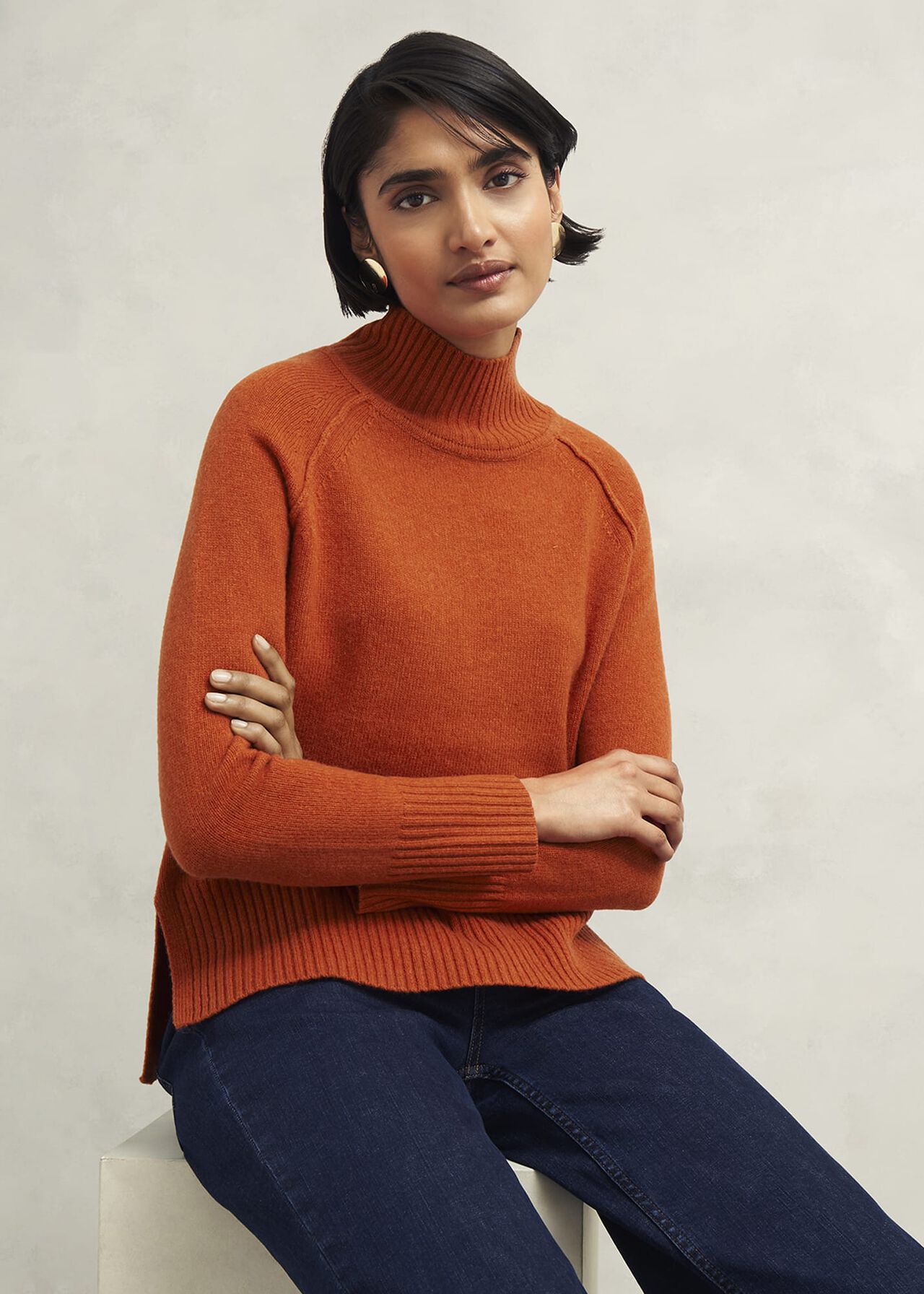 Lorraine Wool Blend Jumper, Burnt Orange, hi-res