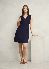Zelia Linen Dress, True Navy, hi-res