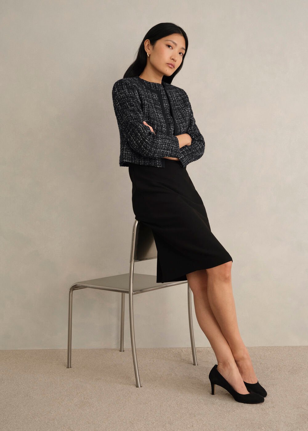 Petite Esme Match Black Jacket, Black White, hi-res