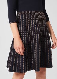 Nyla Knitted Dress, Navy Camel, hi-res