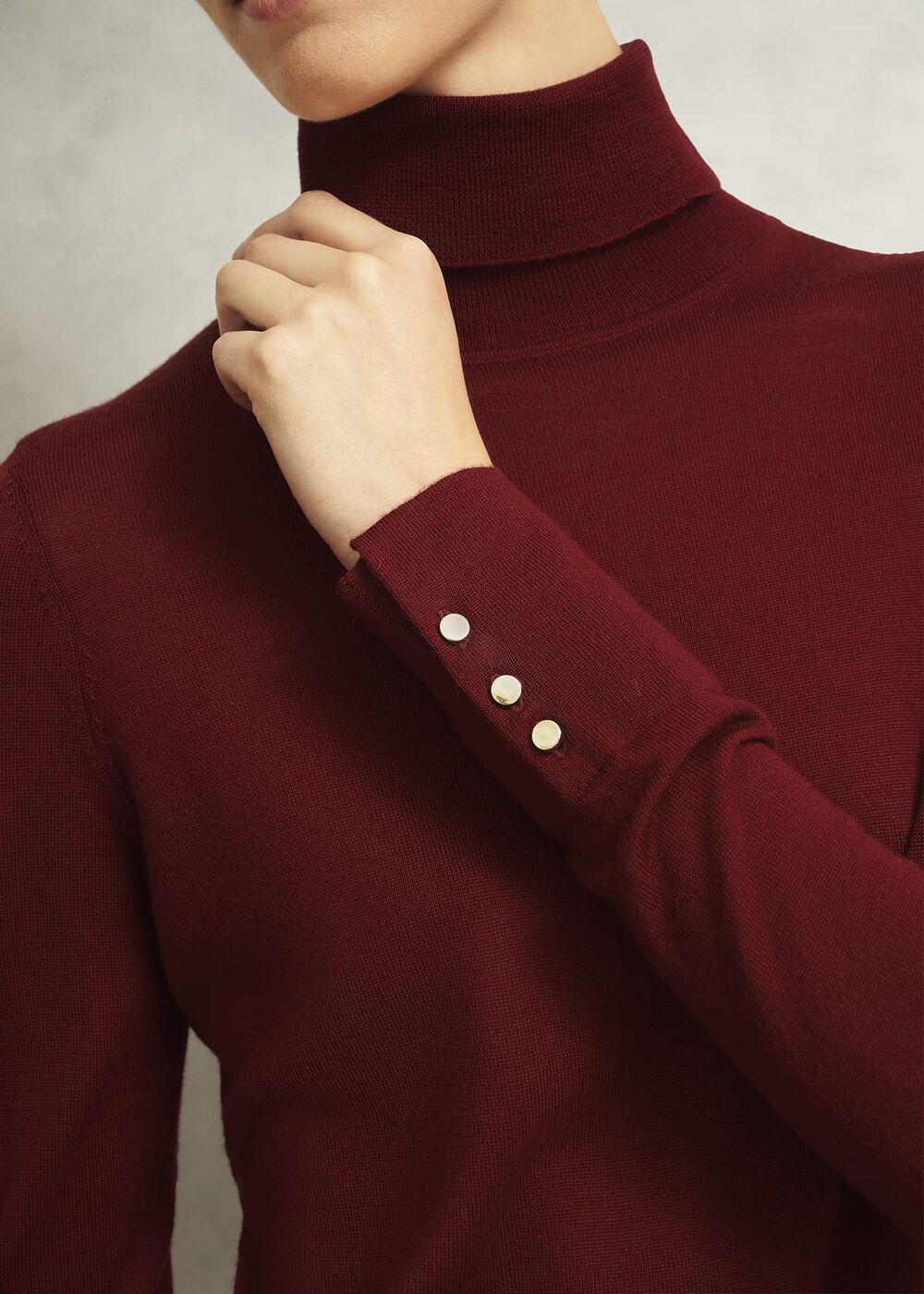 Lara Merino Rollneck Sweater, Beryl Red, hi-res