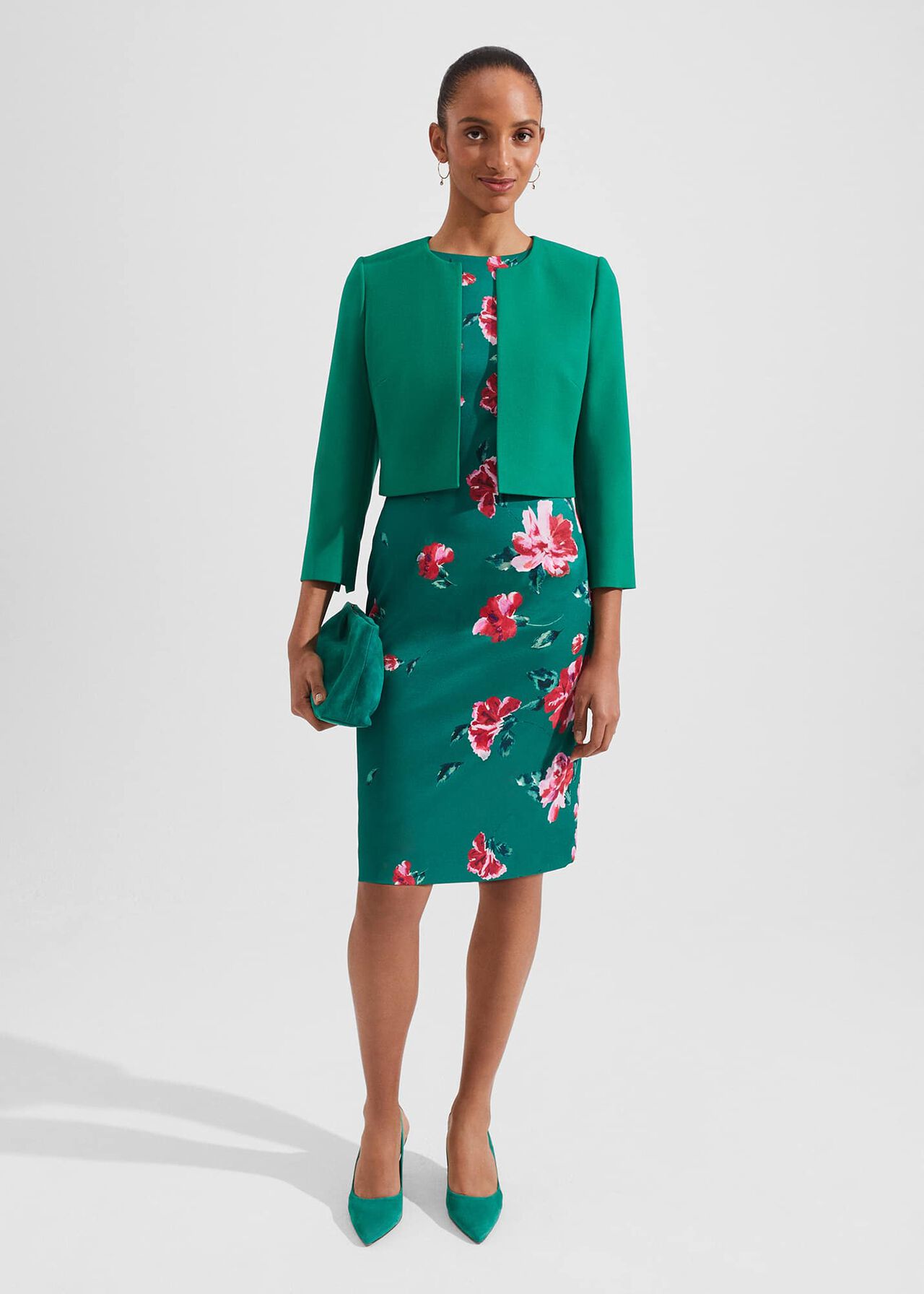 Moira Floral Shift Dress, Green Multi, hi-res
