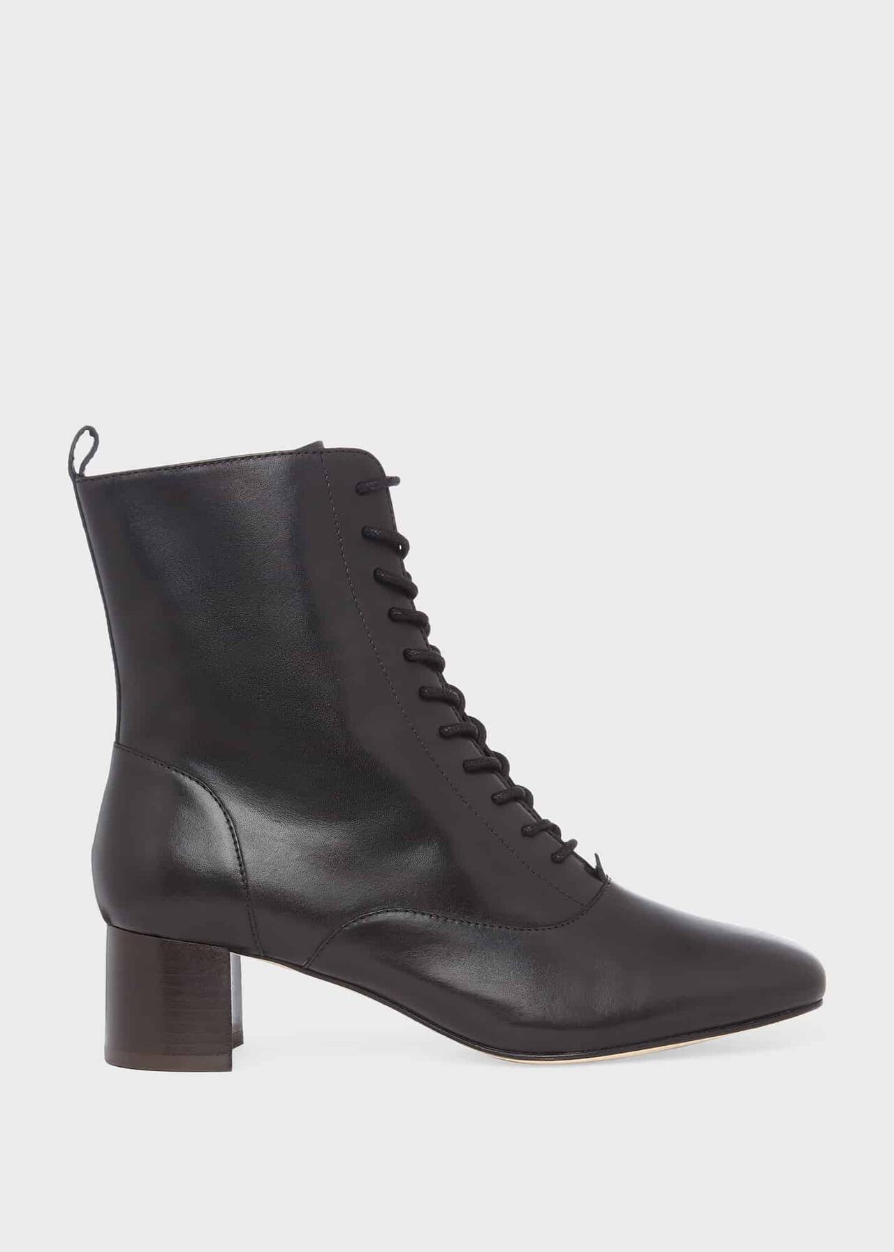 Issy Leather Lace Up Ankle Boots, Black, hi-res