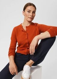 Michelle Cotton Cardigan , Deep Orange, hi-res