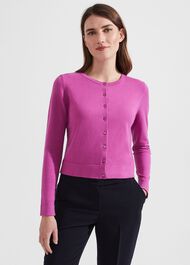 Michelle Cotton Cardigan, Violet Pink, hi-res