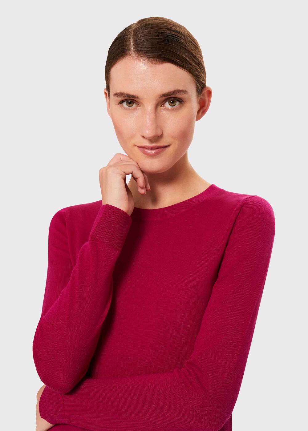 Penny Merino Wool Sweater, Hot Pink, hi-res