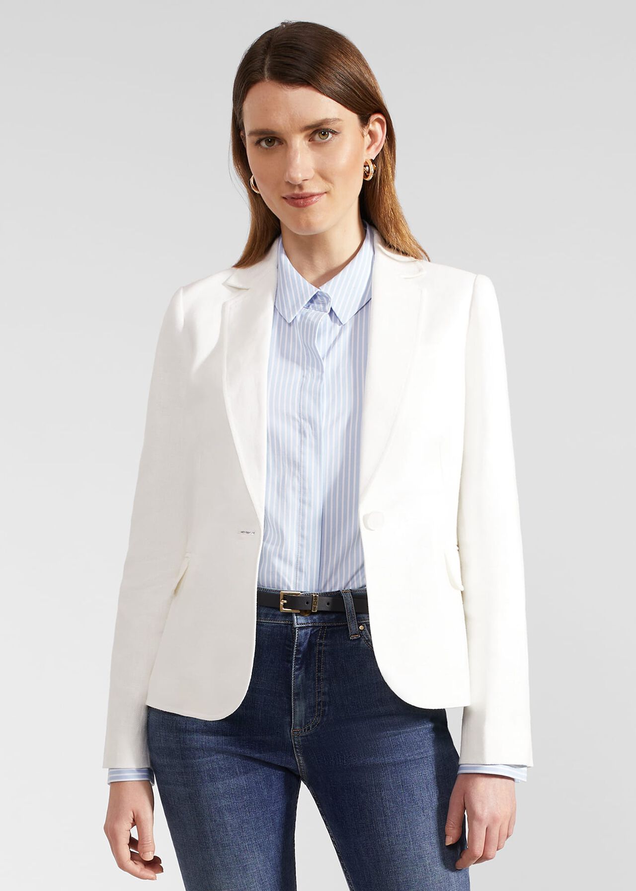 Petite Blake Linen Jacket, Ivory, hi-res