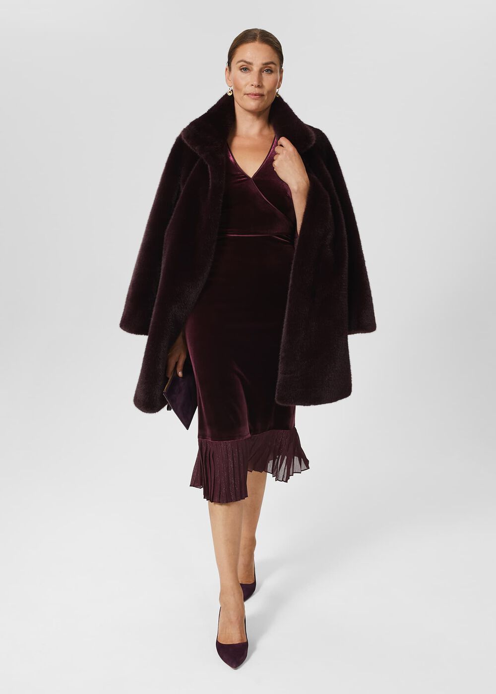 Petite Melodie Velvet Dress, Mulberry Purple, hi-res