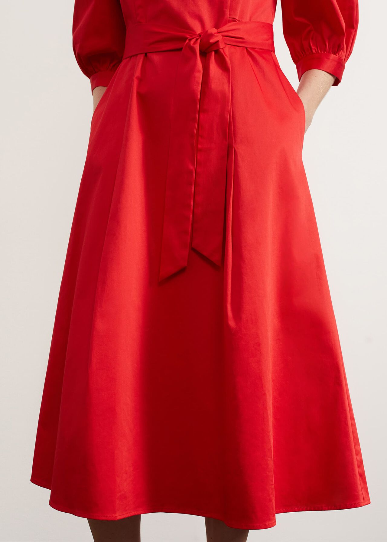 Cliveden Tie Midi Dress, Red, hi-res