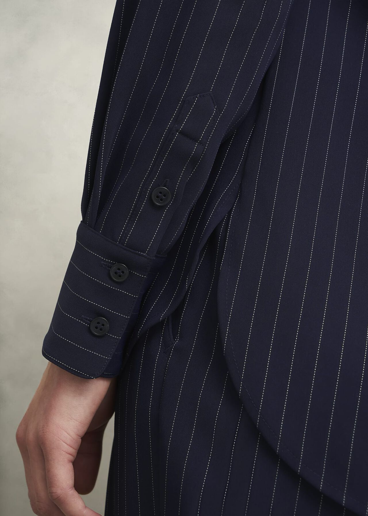 Hadley Pinstripe Shirt, Midnight Ivory, hi-res