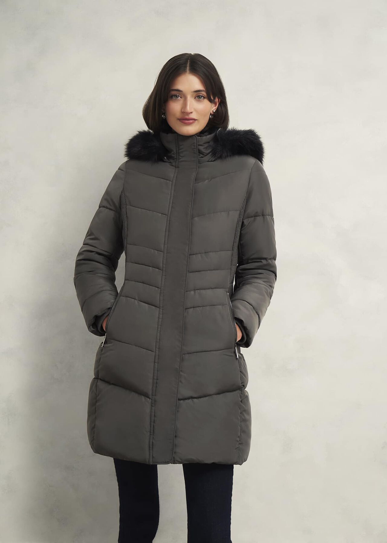 Petite Jaymie Puffer, Charcoal, hi-res