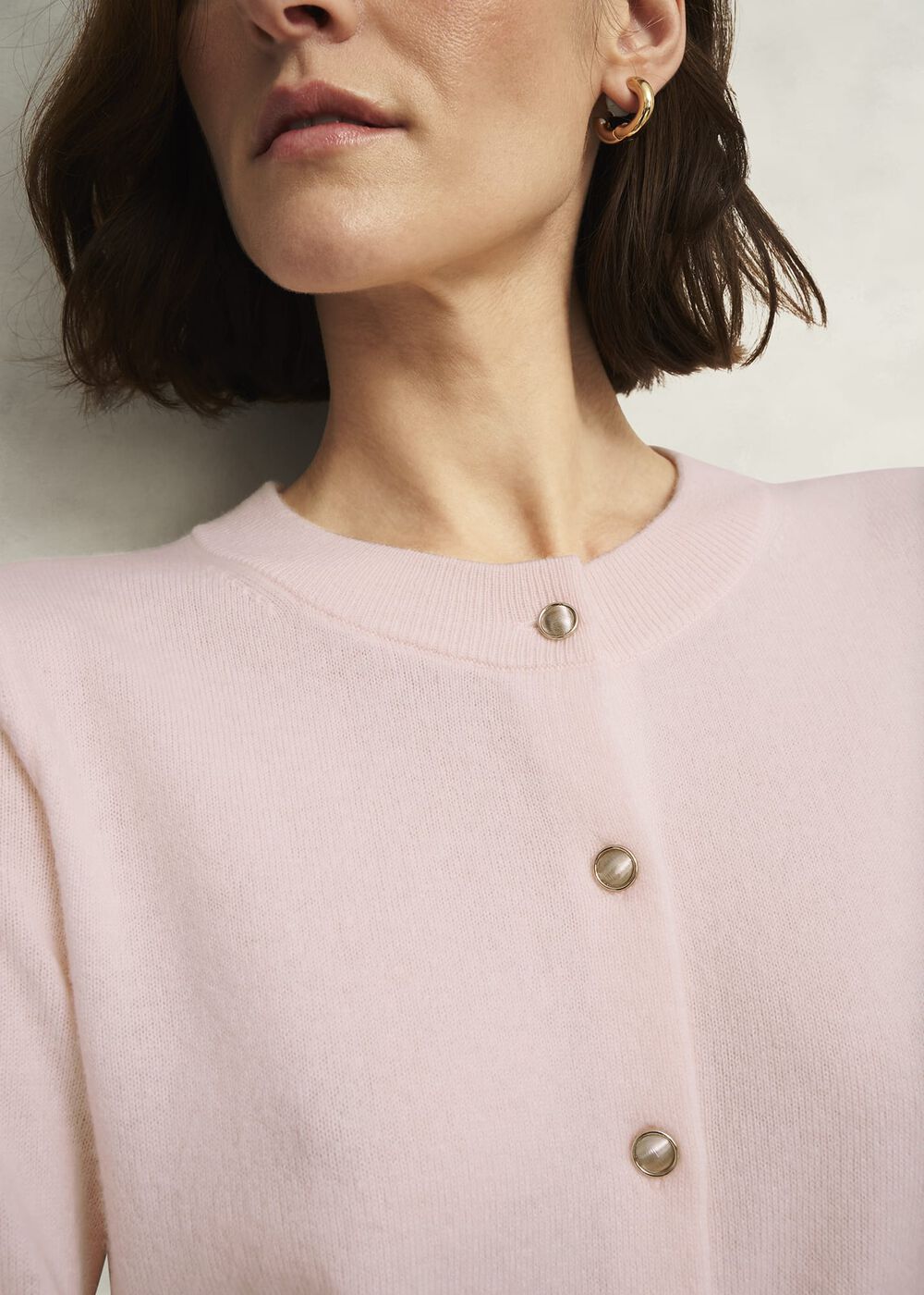 Pink Tresco Wool Cashmere Crew Neck Knitted Sweater, Pale Pink, hi-res