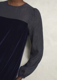 Zariah Velvet Dress, Midnight Navy, hi-res