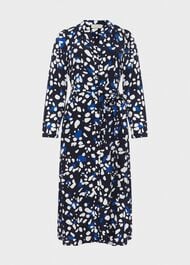 Petite Valeria Belted Dress, Navy Multi, hi-res