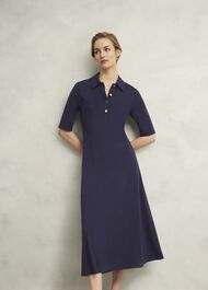 Azaria Ponte Dress, True Navy, hi-res