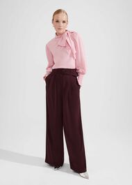 Hilary Wide Leg Trousers, Mahogany Red, hi-res