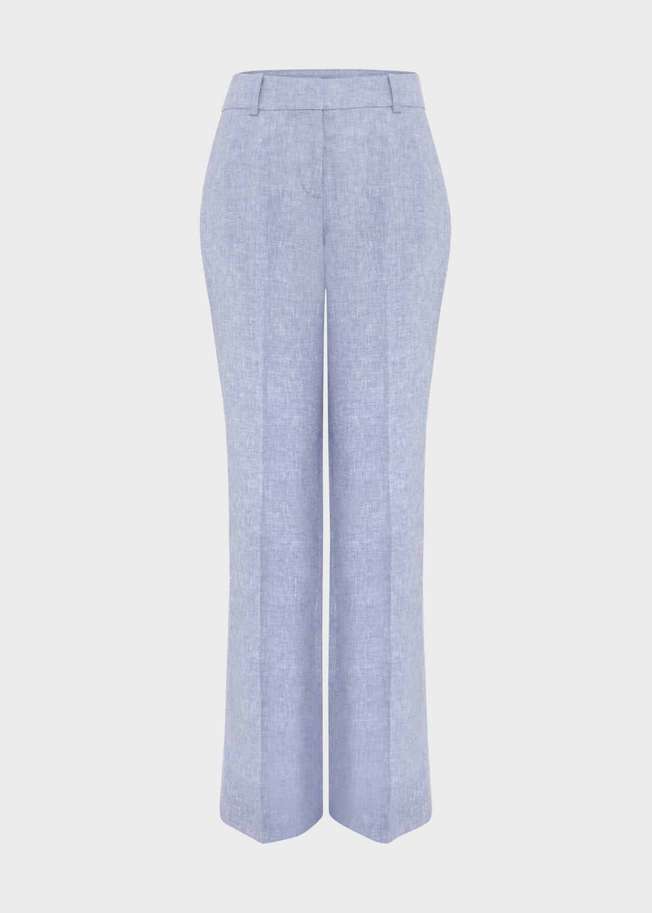 Adina Straight Linen Trousers, Blue Ivory, hi-res