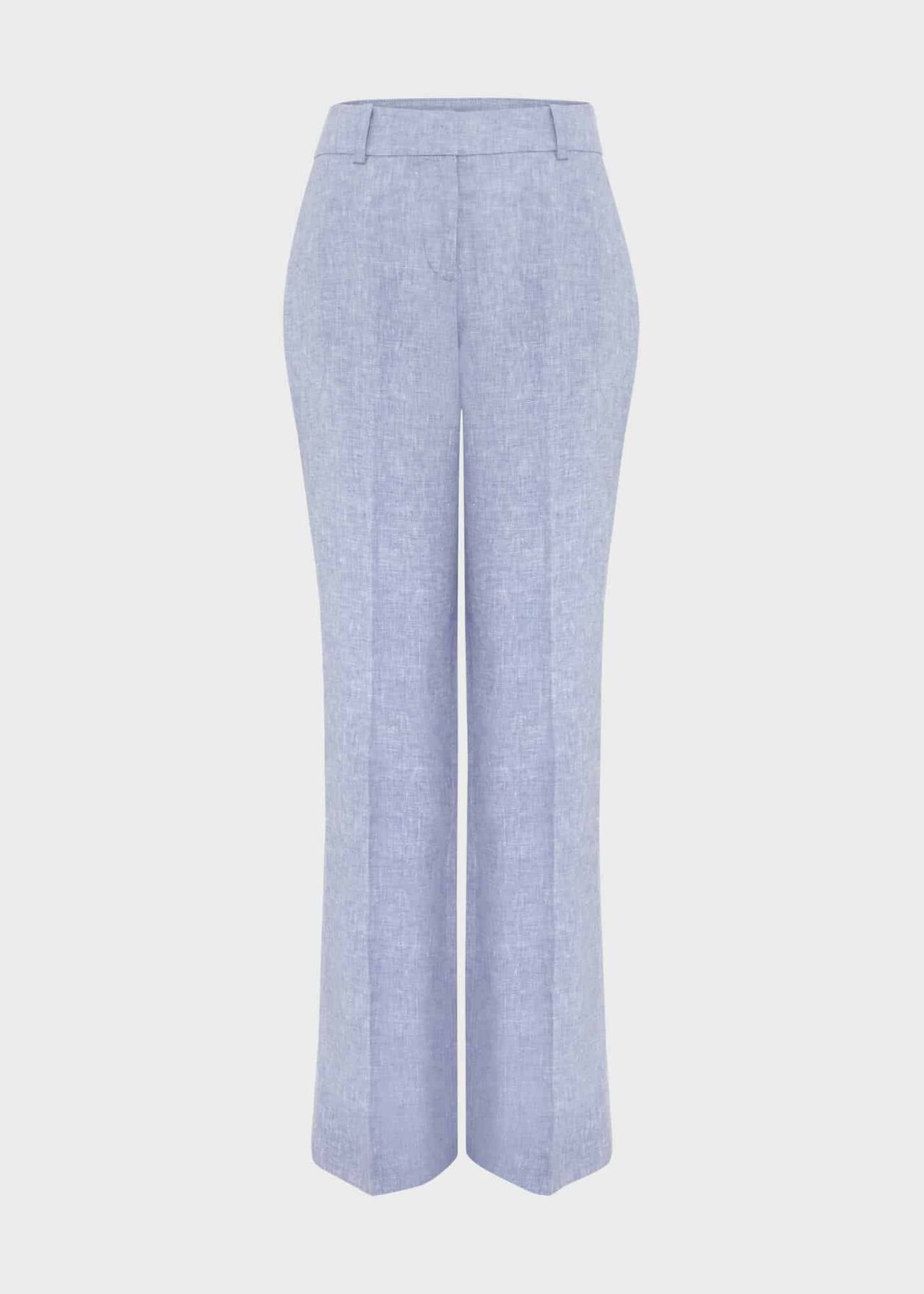 Adina Straight Linen Trousers, Blue Ivory, hi-res
