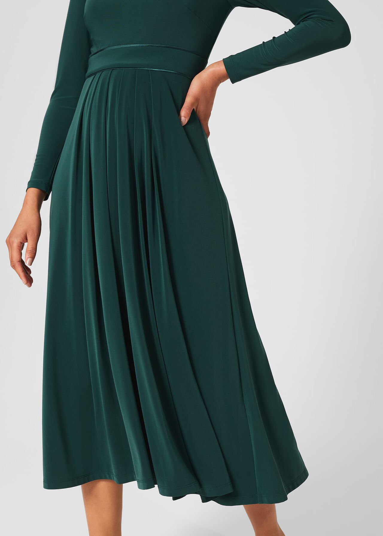 Marylise Jersey Fit And Flare Dress, Pine Green, hi-res