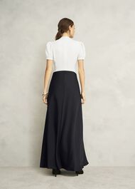 Elizabeth Colourblock Satin Maxi Dress, Black Ivory, hi-res