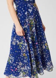 Petite Carly Floral Midi Dress, Cobalt Multi, hi-res