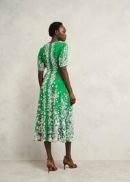 Petite Ana Silk Floral Dress, Green Pink, hi-res