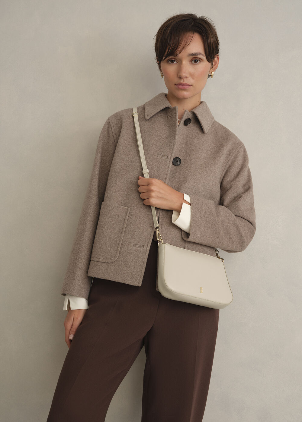 Briella Leather Bag, Light Beige, hi-res