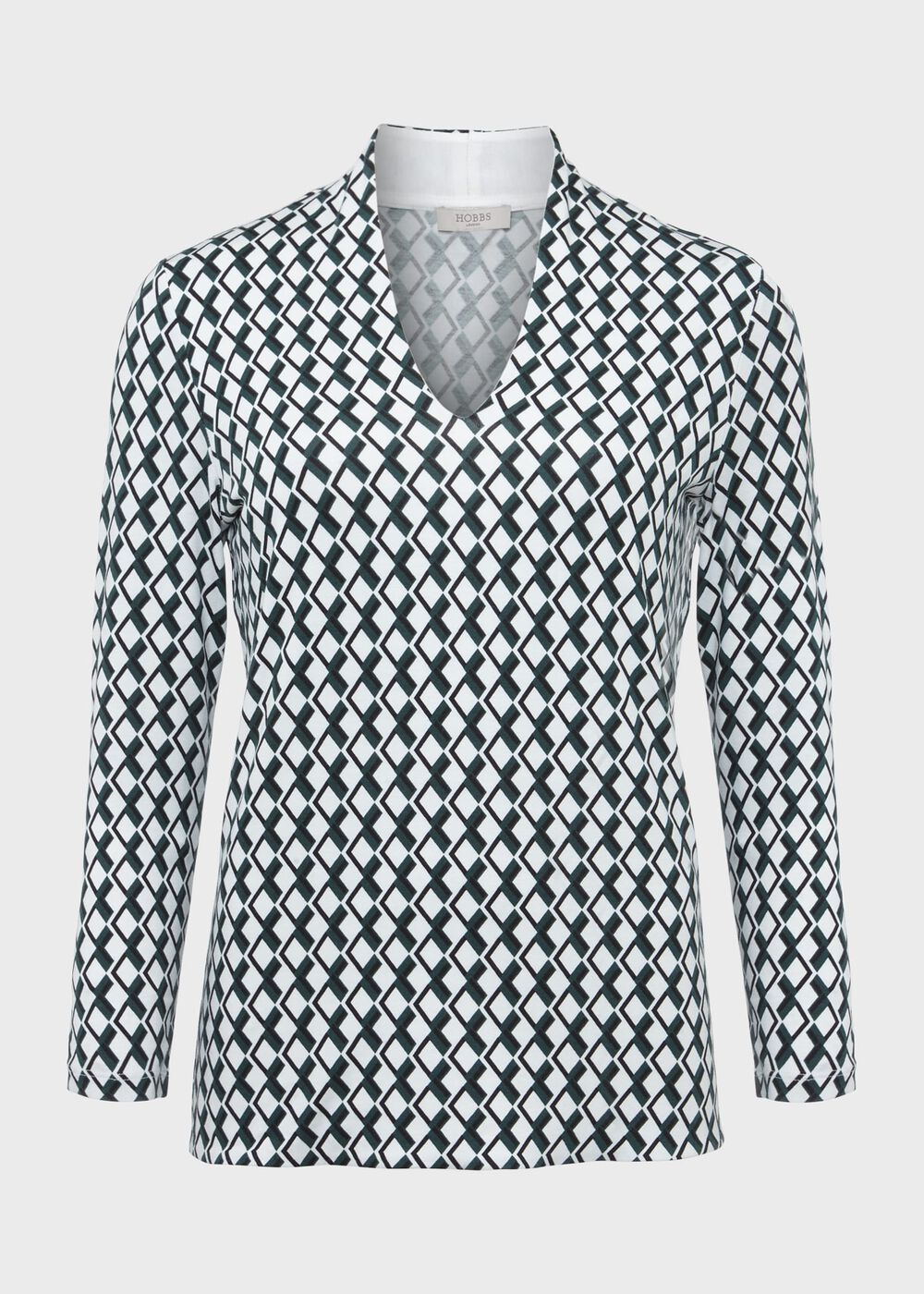 Aimee Printed Top, Ivory Green, hi-res