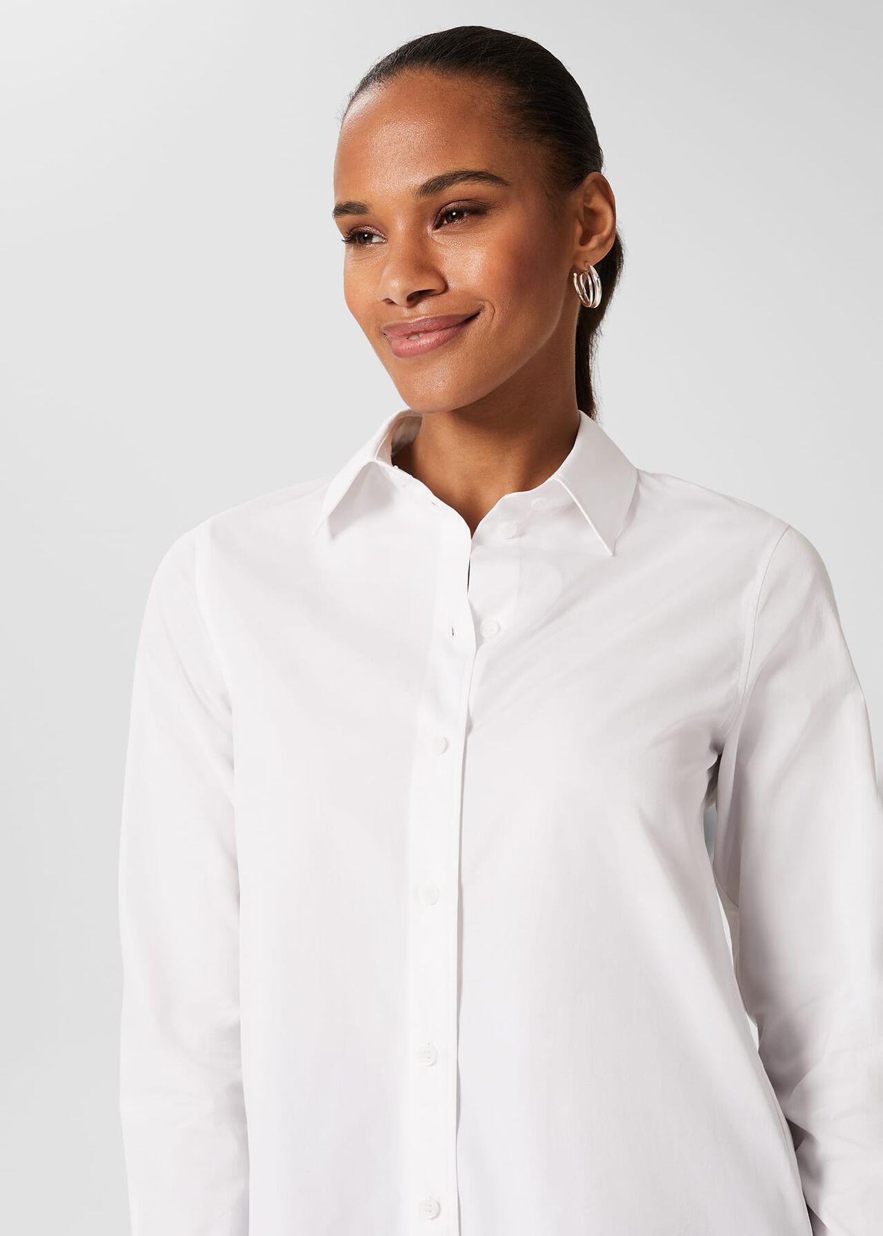 Macie Cotton Shirt, White, hi-res