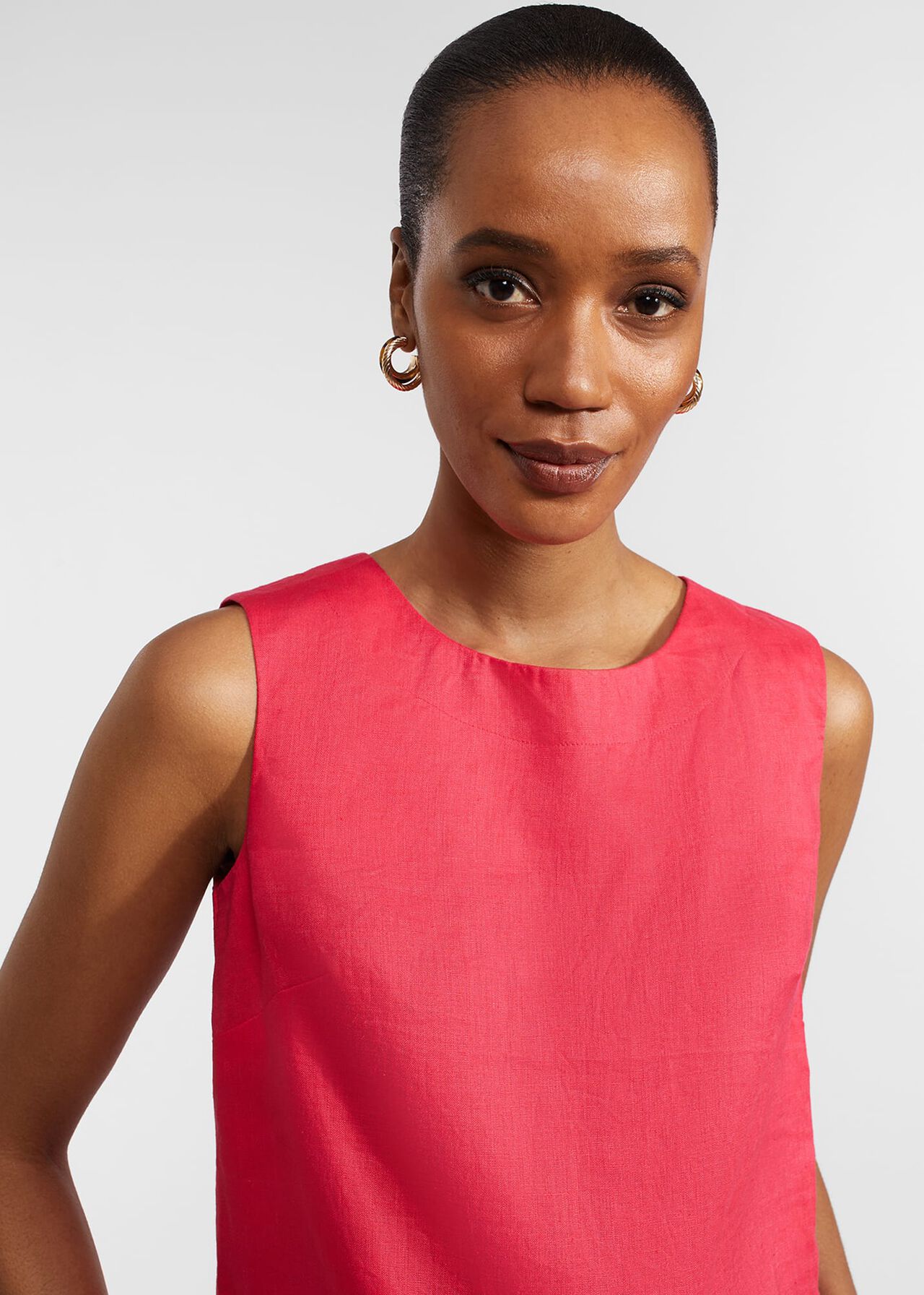 Malindi Linen Top, Rouge Pink, hi-res