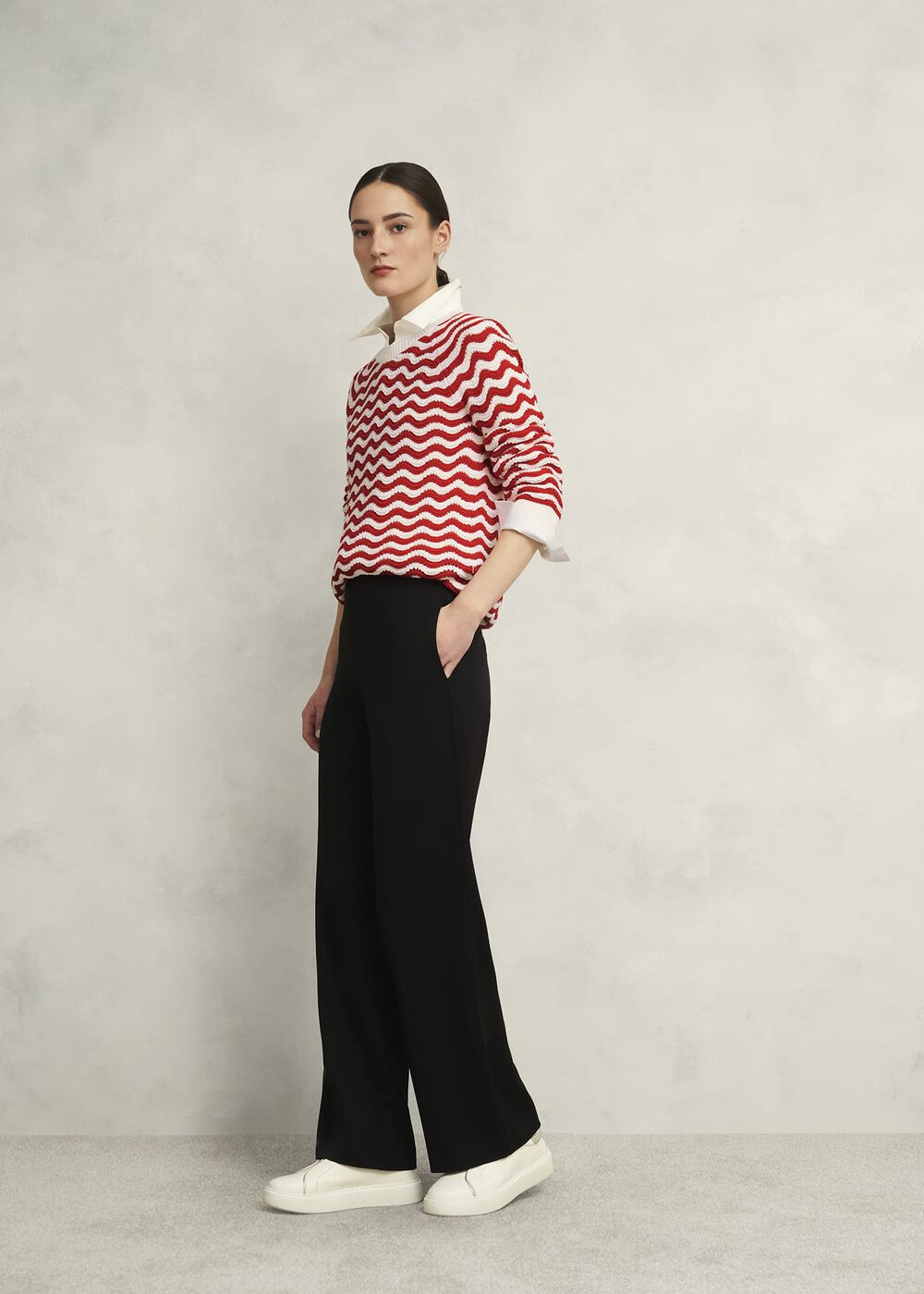 Lulu Cotton Jumper , Red Ivory, hi-res