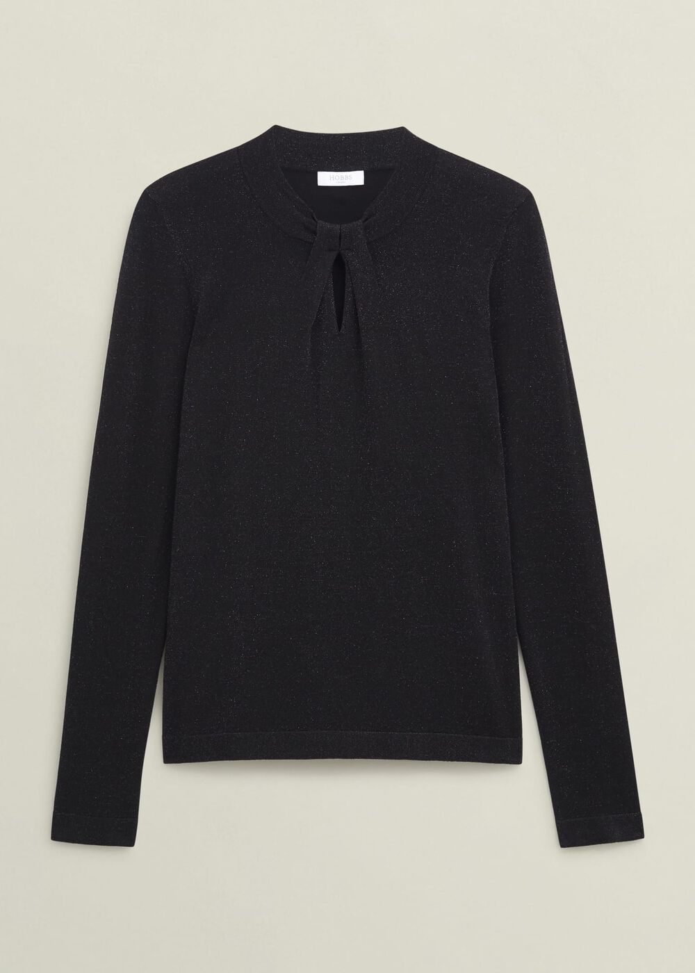 Sparkle Effie Keyhole Knitted Jumper, Black, hi-res