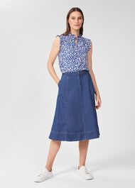 Freida Denim Midi Skirt, Blue, hi-res