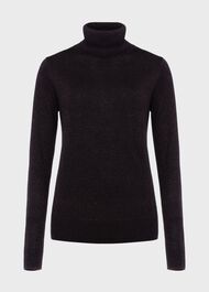 Olive Sparkle Roll Neck Jumper, Black Red, hi-res