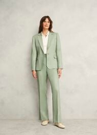 Petite Marietta Linen Straight Pants, Sage Green, hi-res