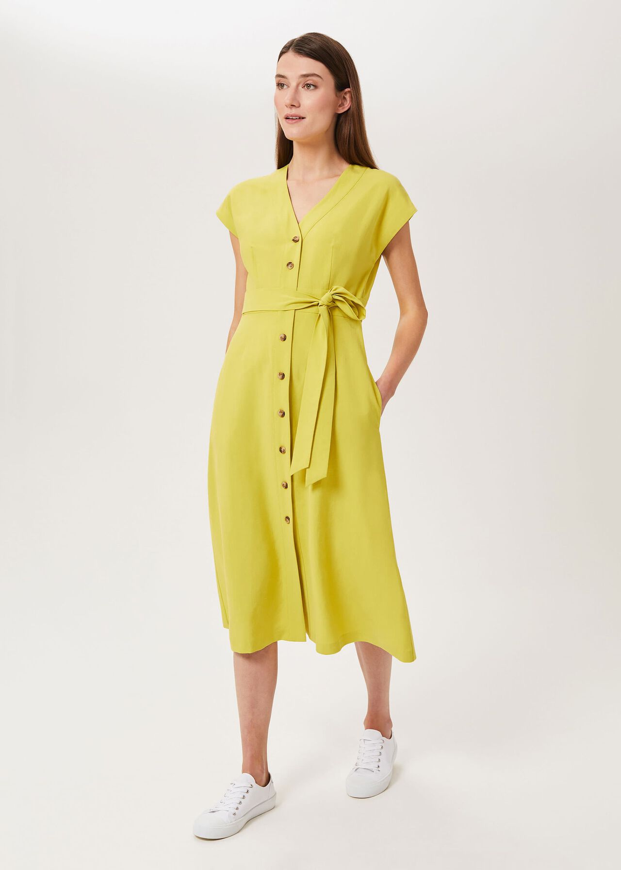 Nima Midi Dress, Chartreuse, hi-res