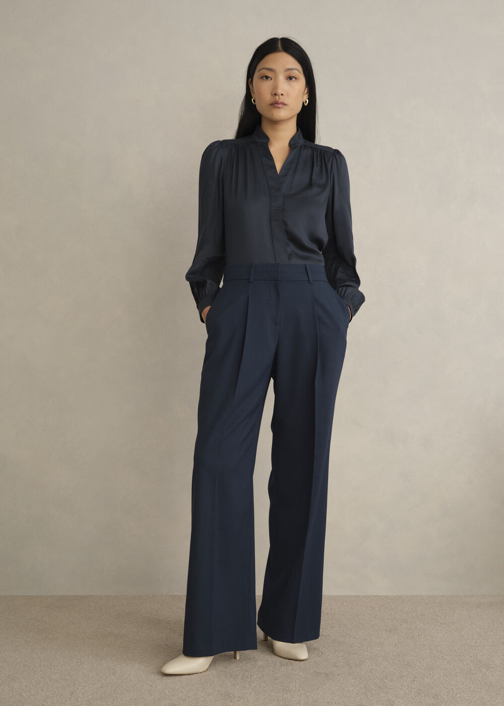Lauren Wide Trousers, Dark Slate Blue, hi-res