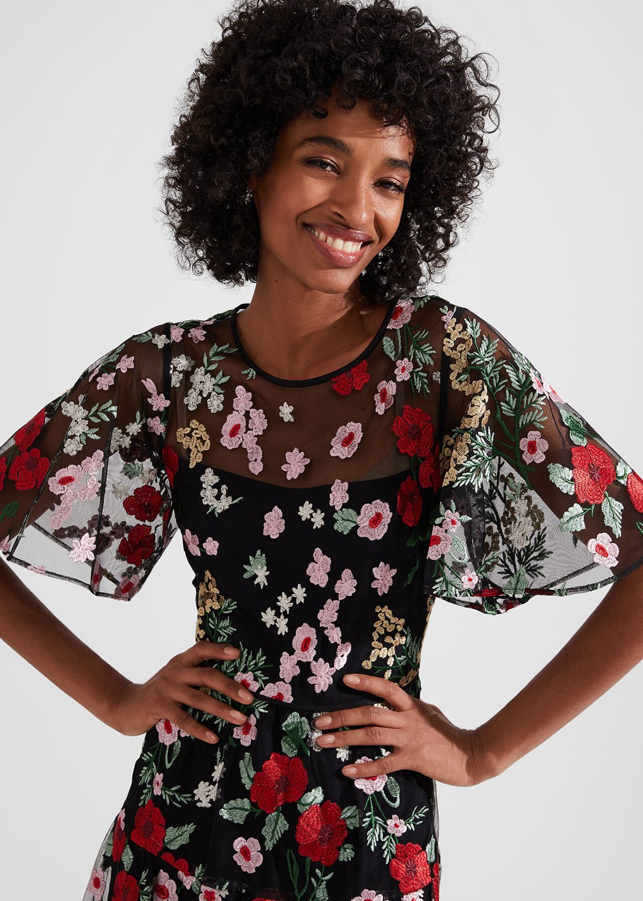 Dana Embroidered Dress, Black Multi, hi-res