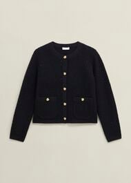 Mindy Textured Knitted Jacket, Black, hi-res
